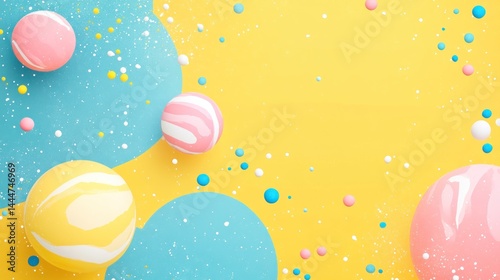 Pastel spheres and confetti