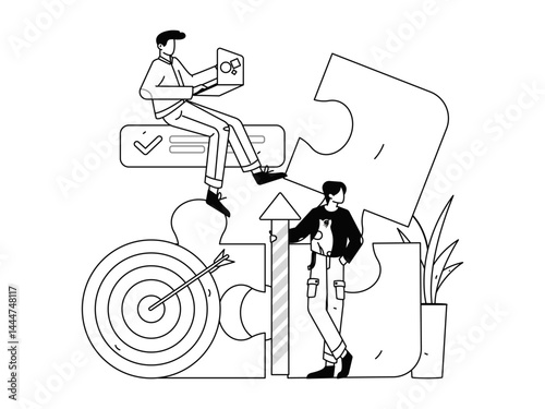 Virtual characters social communication concept business flat vector hand drawn illustration
