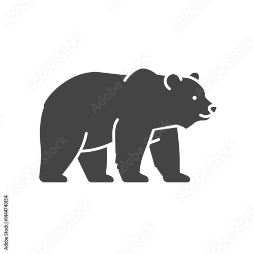 Grizzly Bear Silhouette: A bold and simple, studio-style silhouette of a powerful grizzly bear, perfectly isolated against a backdrop. Capturing the essence of wildlife with an elegant.