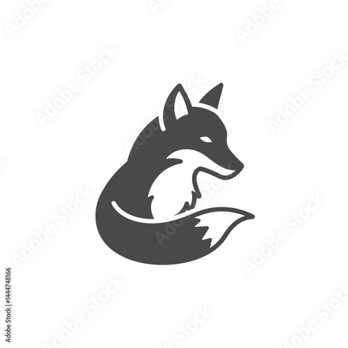Elegant Fox Silhouette: A sleek, minimalist silhouette of a fox, rendered in bold grayscale, exudes a sense of refined simplicity and timeless appeal. 