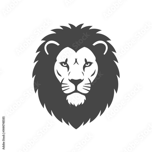Majestic Lion Icon: A striking monochrome icon captures the regal essence of a lion, its detailed mane and confident gaze exuding power and strength.