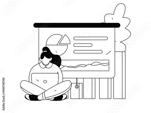 Virtual characters social communication concept business flat vector hand drawn illustration
