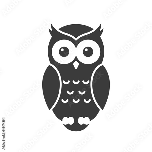 Majestic Owl Silhouette: A captivating monochrome silhouette of a wise owl, exuding an air of knowledge, depicted in a simple yet elegant style.