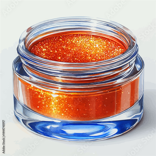 illustration of Compact Highlighter With Golden Glow, watercolor vector, isolated on a white background.
