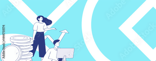 Virtual characters social communication concept business flat vector hand drawn illustration
