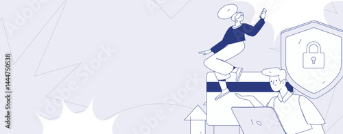 Virtual characters social communication concept business flat vector hand drawn illustration
