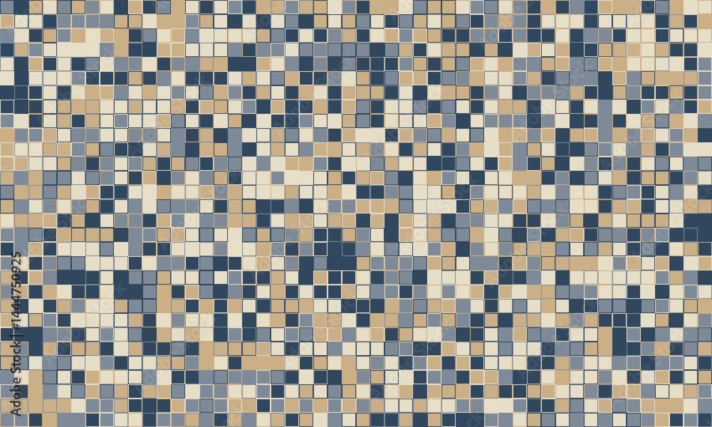 Fototapeta premium Abstract mosaic tile texture in muted beige, blue, and gray tones. Perfect for backgrounds, website designs, or textile patterns.