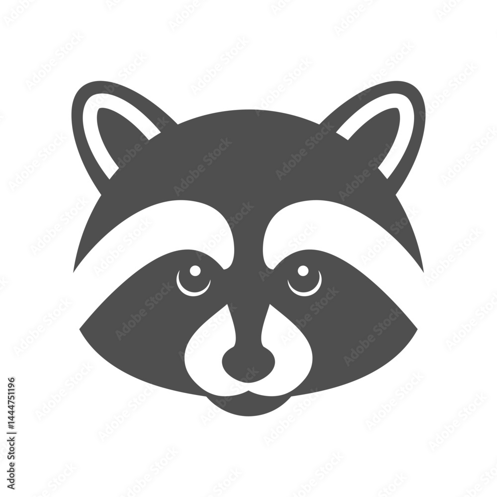 Obraz premium Raccoon Icon: A simple and charming illustrated icon of a raccoon's face, ideal for adding a touch of woodland whimsy to various design projects. 