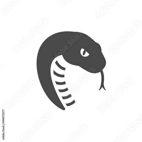 Cobra Icon: A stylized icon depicting the head of a cobra, showcasing its characteristic hood and intense gaze.  The image is rendered in grayscale, conveying a sense of power and mystery.