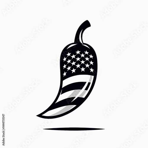 The Chili Pepper. 4th of july Independence Day Symbol Vector Clip art. Fiery paprika a pungent botanical spice cuisine ingredient cultivation.