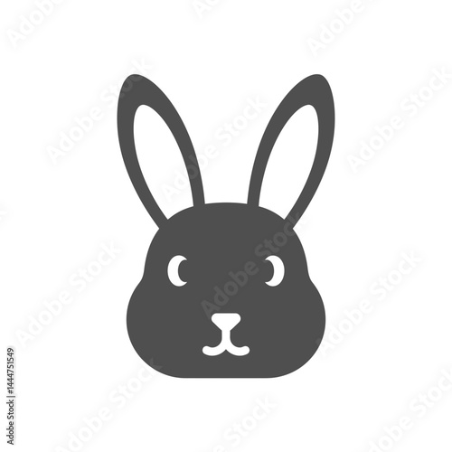 Minimalist Rabbit Icon: A stylized, grayscale illustration of a rabbit's face, embodying simplicity and elegance. The symmetrical design features elongated ears.