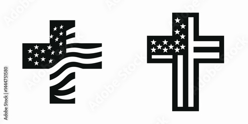 The Cross. 4th of july Independence Day Symbol Vector Clip art. Holy emblem faith spiritual belief redemption and divinity.
