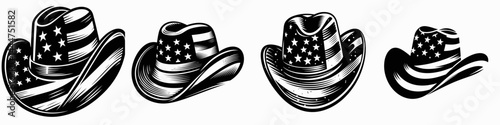 The Cowboy Hat. 4th of july Independence Day Symbol Vector Clip art. Western headwear rustic attire fashion accessory for country & ranch vocation.
