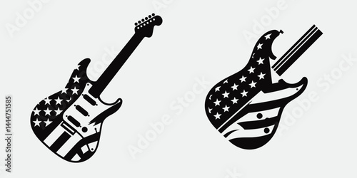 The Electric Guitar. 4th of july Independence Day Symbol Vector Clip art. Amplified six-string instrument crafting melodic music a musical innovation.