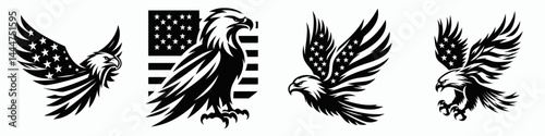 The eagle. 4th of july Independence Day Symbol Vector Clip art. A raptor above aerial hunter majestic bird prey freedom.
