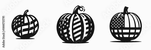 The Pumpkin. 4th of july Independence Day Symbol Vector Clip art. Orange gourd autumn harvest staple for celebration culinary adventure & carving.