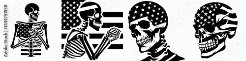 The Skeleton. 4th of july Independence Day Symbol Vector Clip art. Skeletal frame human anatomy bone structure physical form mortal remains.