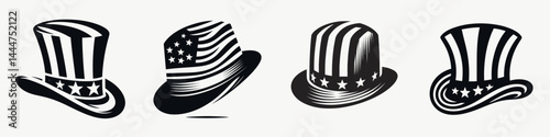 The Yankee Doodle Hat. 4th of july Independence Day Symbol Vector Clip art. Patriotic headwear a revolutionary era american spirit.