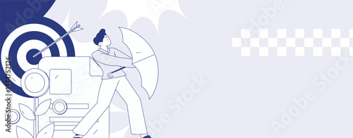 Virtual characters social communication concept business flat vector hand drawn illustration
