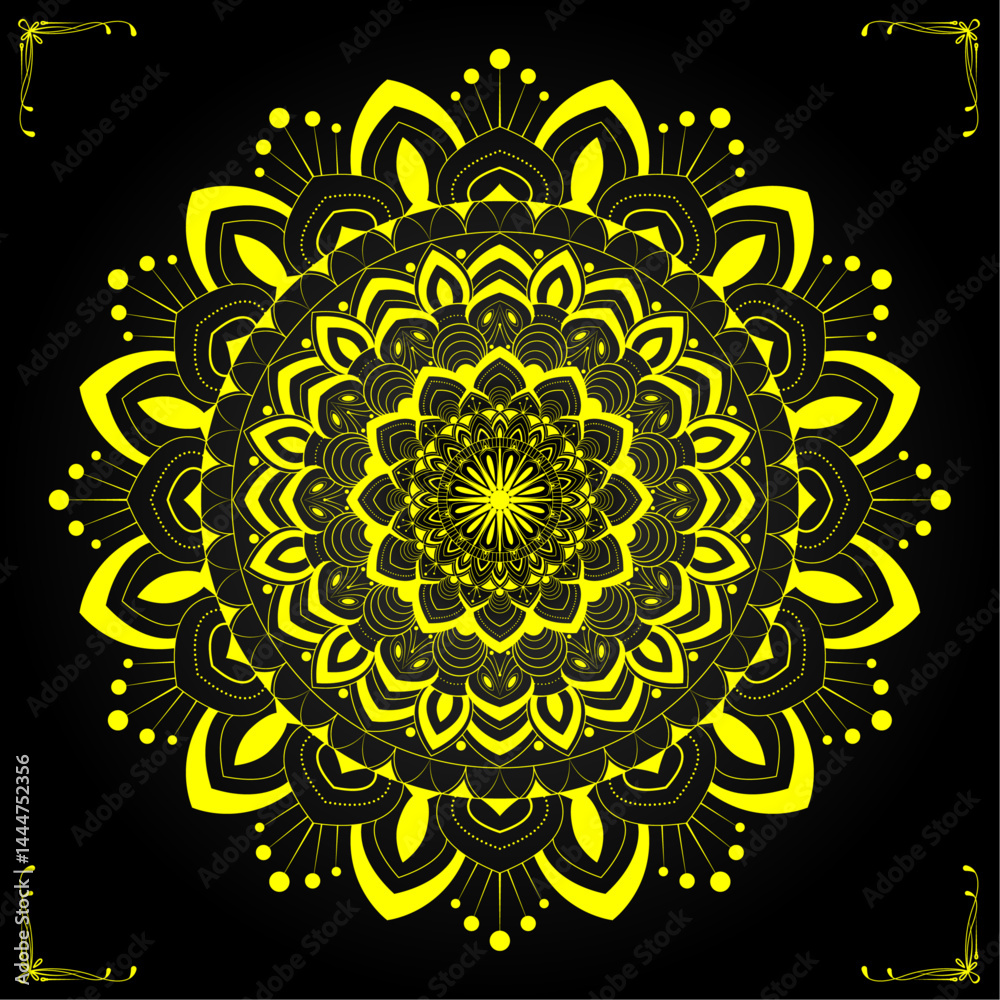 Traditional Mandala Ornament in Luxury shape – Suitable for Spiritual Projects, Fabric Prints, Posters, and Wellness Branding, Coloring Books, Stationary, and Relaxation Themes with yellow color Traditional Mandala Ornament in Luxury shape – Suitable for Spiritual Projects, Fabric Prints, Posters, and Wellness Branding, Coloring Books, Stationary, and Relaxation Themes with yellow color