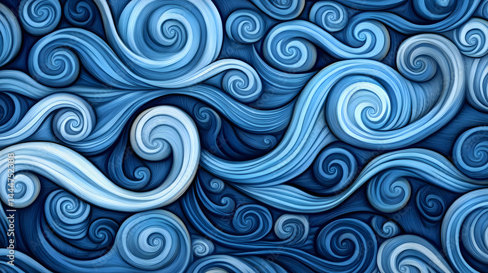 Blue and white swirl pattern design background Blue and white swirl pattern design background
