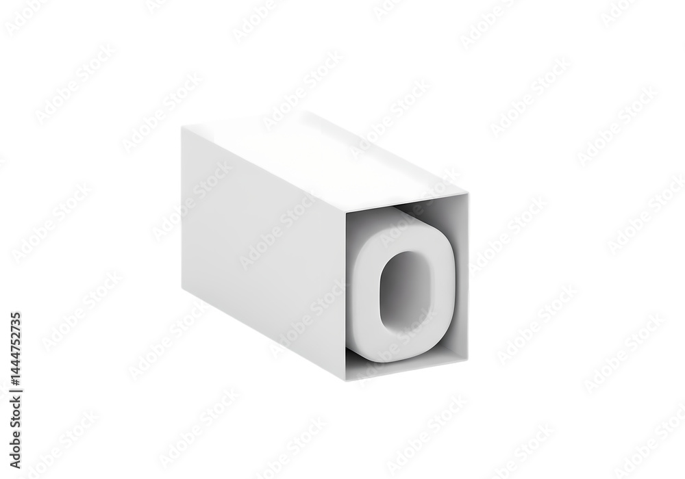 Fototapeta premium 3D Render White Letter O Block on Transparent background