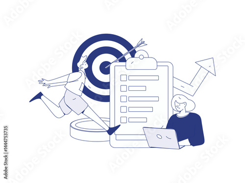 Virtual characters social communication concept business flat vector hand drawn illustration
