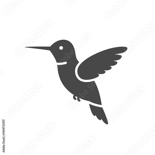 Hummingbird Silhouette: A detailed silhouette of a hummingbird, poised in mid-air, showcasing its unique characteristics, represents the grace and beauty of the small bird.