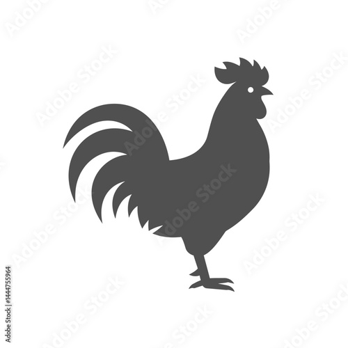 Rooster Silhouette: A bold, graphic representation of a rooster, rendered in a minimalist style, perfect for adding a touch of rustic charm to any design project. 