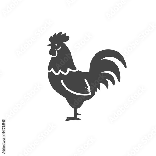 Striking Rooster Silhouette: A strong and simple, high-contrast image that embodies the quintessential image of a rooster standing tall and proud.