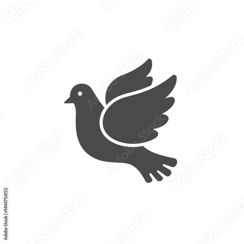 Serene Flight: A minimalist silhouette of a dove, symbolizing peace, hope, and freedom, soaring gracefully against a clean backdrop.