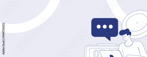 Virtual characters social communication concept business flat vector hand drawn illustration
