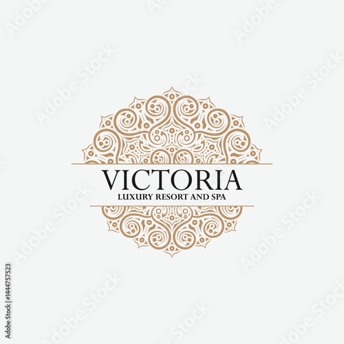 Luxury hotel label template. Trendy vintage royal ornament frames illustration.