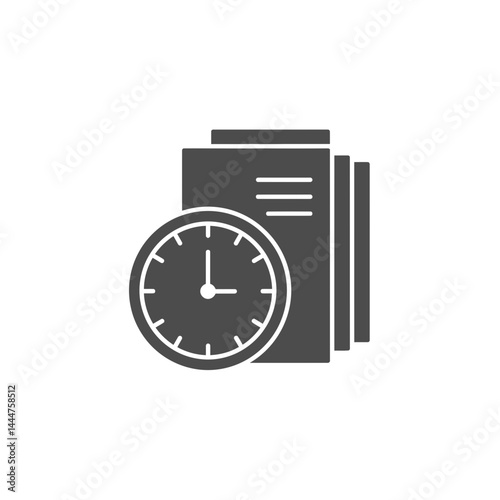 Deadline Reminder: A minimalist icon depicts the critical interplay of time and documents. A close-up view features a stack of essential documents placed beside a watch.