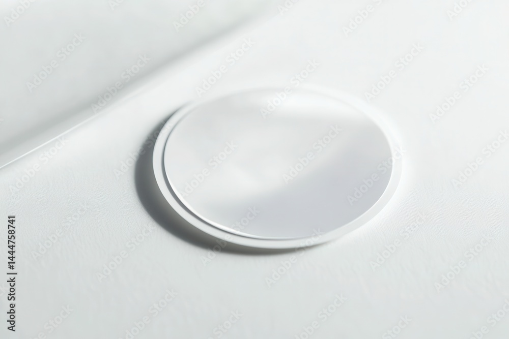 Minimalistic close-up of a round white object on a smooth surface, emphasizing simplicity Minimalistic close-up of a round white object on a smooth surface, emphasizing simplicity