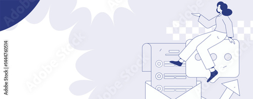 Virtual characters social communication concept business flat vector hand drawn illustration
