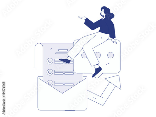 Virtual characters social communication concept business flat vector hand drawn illustration

