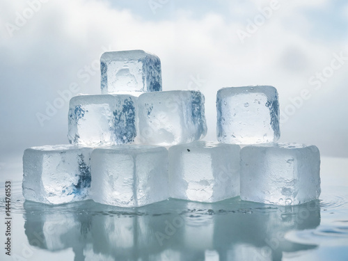 ice cubes on white background