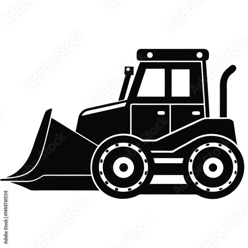 Farm tractor, black and white silhouette logo design isolated on a white background.  A farm Tractor Silhouette. Vector illustration, Tractor, Farm Tractor silhouette vector illustration.