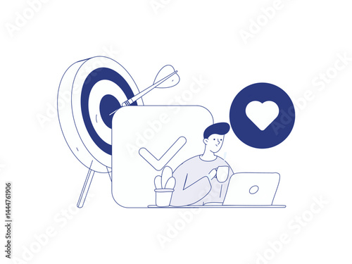Virtual characters social communication concept business flat vector hand drawn illustration
