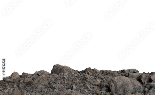 Rocky landscape with a detailed texture of various sized rocks, a low horizon line, and highlighted edges