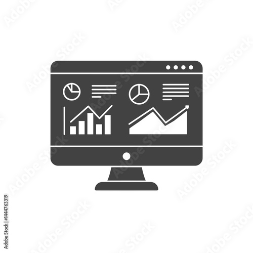 Data Visualization and Analysis: A sophisticated monitor display, showcasing dynamic charts and graphs, symbolizing data analysis, business intelligence, and market insights.