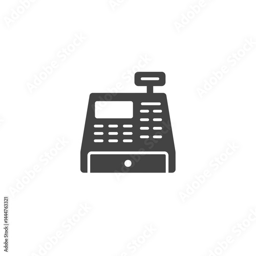 Cash Register Icon: A simplified vector illustration of a classic cash register, depicting the essence of financial transactions and retail operations.