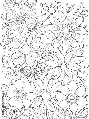 Wallpaper Mural Floral background coloring page for adults Torontodigital.ca