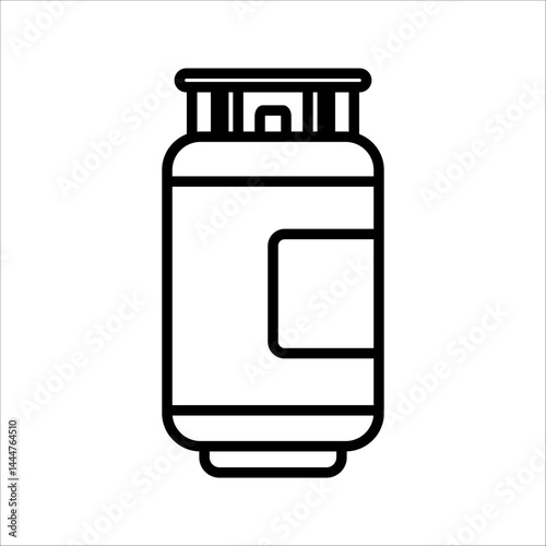 Gas tank icon set. Propane cylinder black symbol. Fuel canister pictogram. Petrol tank illustration. LPG or compressed methane filled icon isolated.