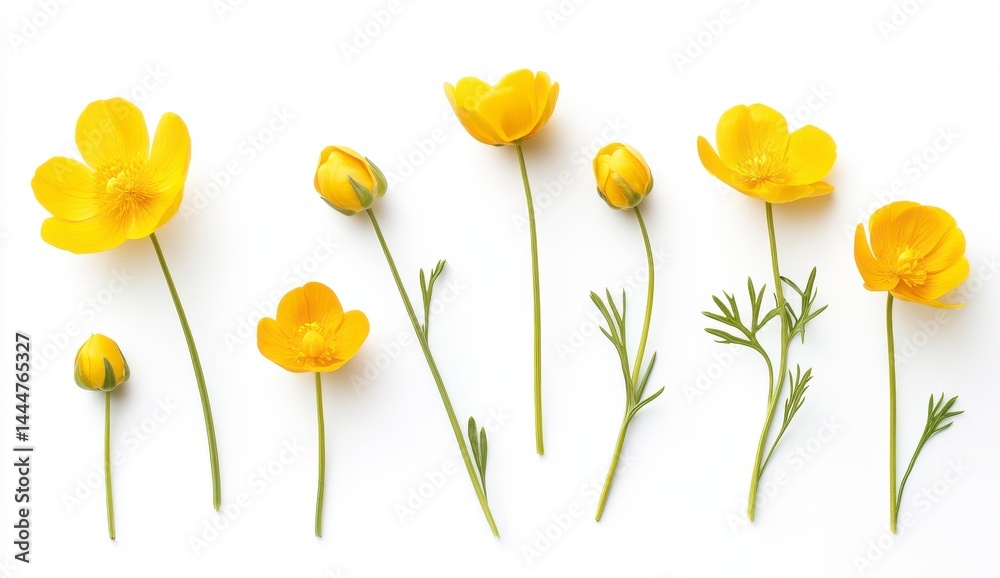 Fototapeta premium Yellow Flower Arrangement on White Background