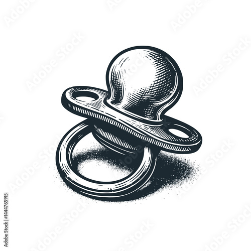 Pacifier for Baby on White Background – Black and White Icon Vector and Illustration