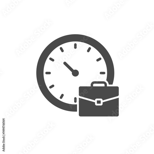Deadline Dynamics: A clock beside a briefcase, visually representing time management, deadlines, and business urgency. A minimalistic flat illustration of time-sensitive professional pursuits.