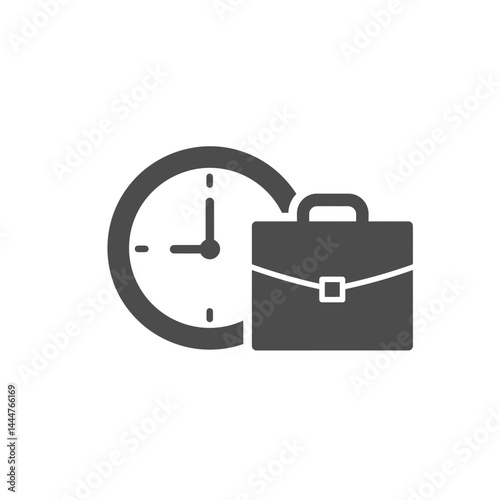 Time Management Icon: A simple yet effective icon depicting a clock and a briefcase, symbolizing the concept of time management in business and productivity.