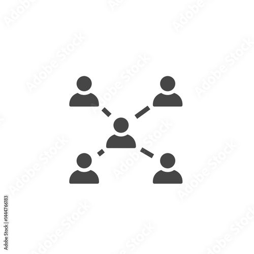 Networking Icon:  A simple yet powerful icon depicting a network of five interconnected individuals, symbolizing collaboration, connection, and communication. 